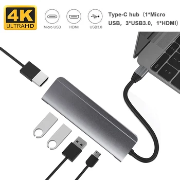 

5 in 1 USB C HUB Type C to Multi USB 3.0 HUB HDMI Adapter Dock for MacBook Pro Huawei Mate 30 USB-C 3.1 Splitter Port Type C HUB