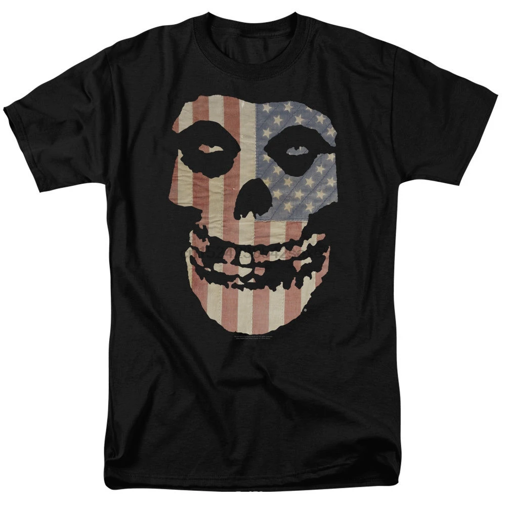 Misfits Band FIEND SKULL Color US FLAG Лицензионная футболка все размеры | Мужская одежда
