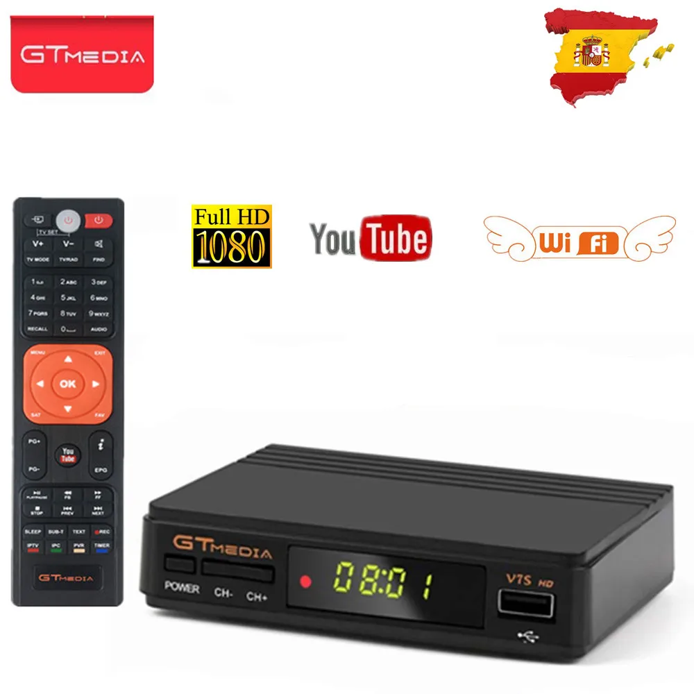 GTMEDIA V7S Freesat HD DVB S2 спутниковый ТВ приемник тюнер 1080p H.264 Поддержка Европы PowerVu DRE &
