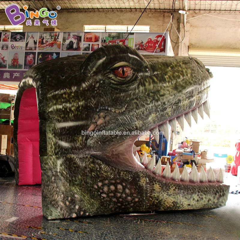 Customized 3.9x3.2x3.1 meters inflatable dinosaur head tunnel / inflatable tunnel toy tents 3