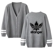 Странные Вещи v-образным вырезом мужской свитер-кардиган/женская новая распродажа модный серый Повседневный свитер Харадзюку странные вещи повседневные топы