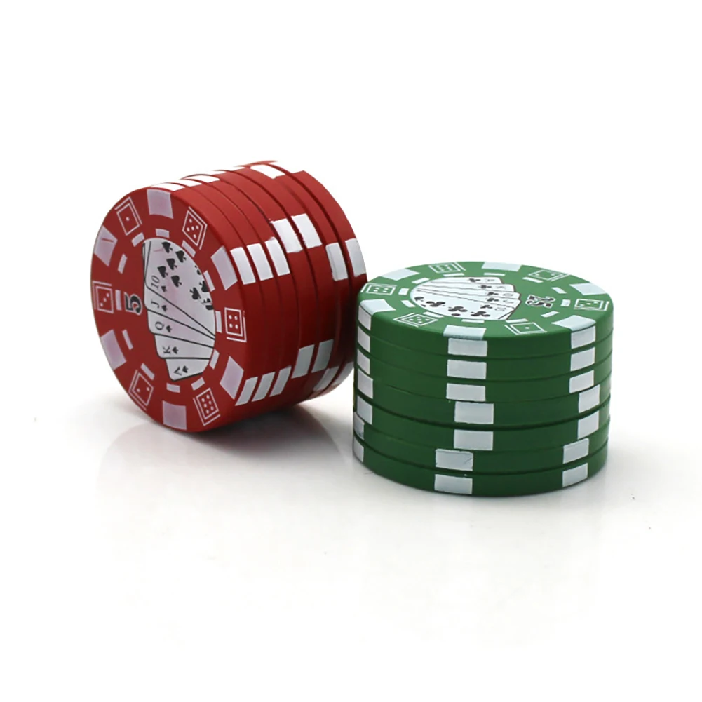 

4 Layers Poker Chip Style Herb Herbal Tobacco Grinder Plastic Metal Grinders Smoking Pipe Accessories gadget Red/Green/Black