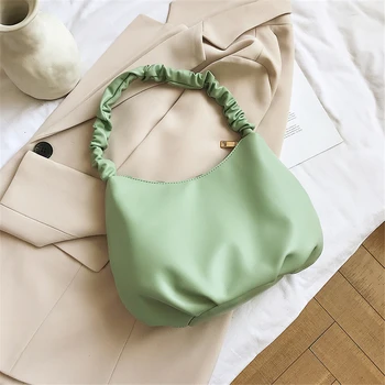 

Casual Pleated Tote Ladies Soft Leather Hand Bags Luxury Handbags Women Shoulder Bags Designer Hand Bags for Women 2020 Trend