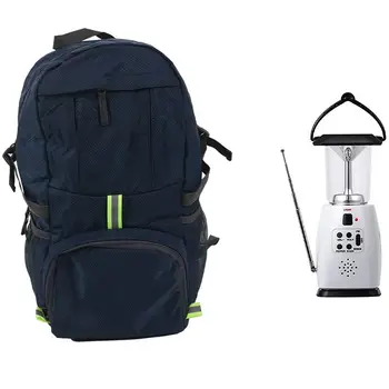 

Multi-Functional 4-Way Powered Solar Hand Crank LED Camping Lantern with Foldable Waterproof Backpack 35L Nylon Pack