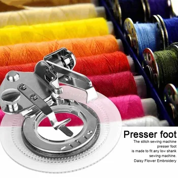 

Decorative Embroidery Home Daisy Flower Metal Replacement Parts Sewing Machine Mini Quilting Stitch Presser Foot Universal Round