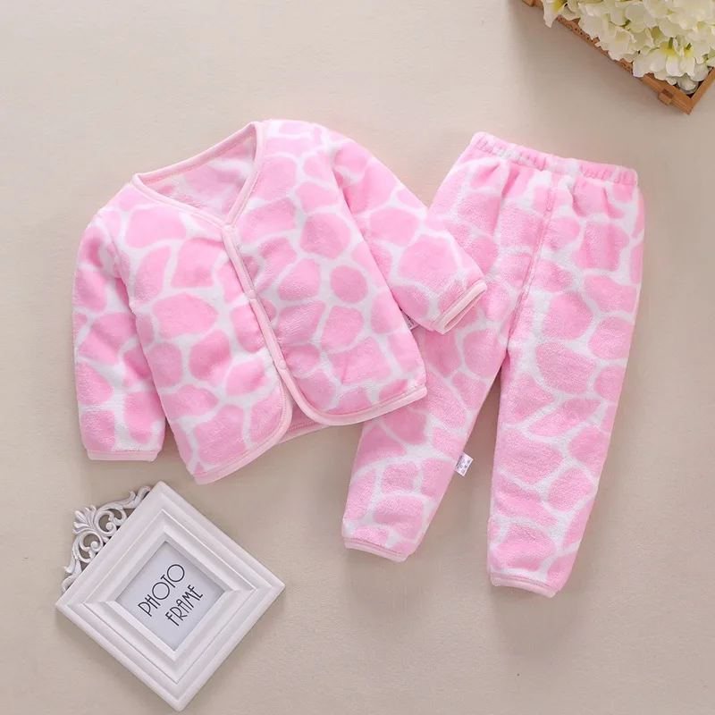 BibiCola Coral Fleece Baby Pijamas Homewear Boys Girls Winter Newborn Fleece Pajamas Set Warm Flannel Baby Sleepwear 0-3Y baby dress and set