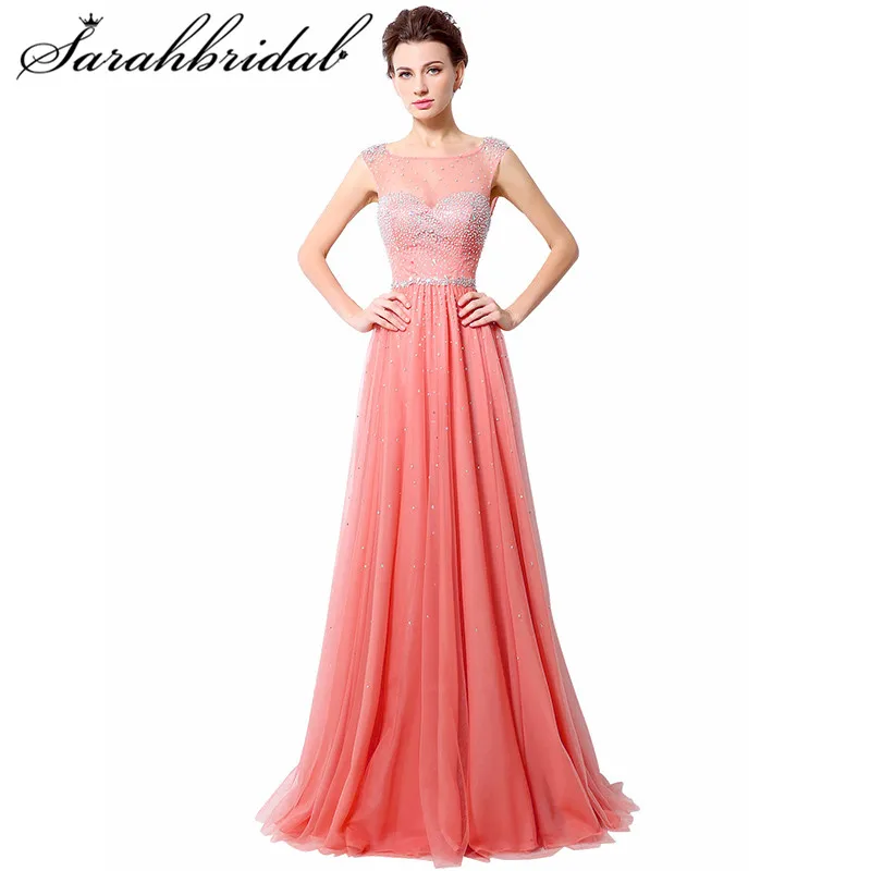 New Elegant 2021 Women Bridesmaid Dresses Long Floor Length Tulle Wedding Party Gowns Crystal Robe Demoiselle D Honneur LX022