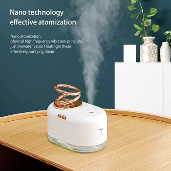 

ELOOLE New Dynamic Mini Cute Humidifier Mist Maker Suspended Double Ring Gradient Night Light Heavy Fog USB Desktop For Home