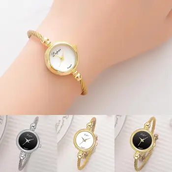 

Fashion Women Round Alloy Dial Thin Strap Opening Bangle Bracelet Simple and Exquisite Quartz Ladies Wrist Watches reloj mujer
