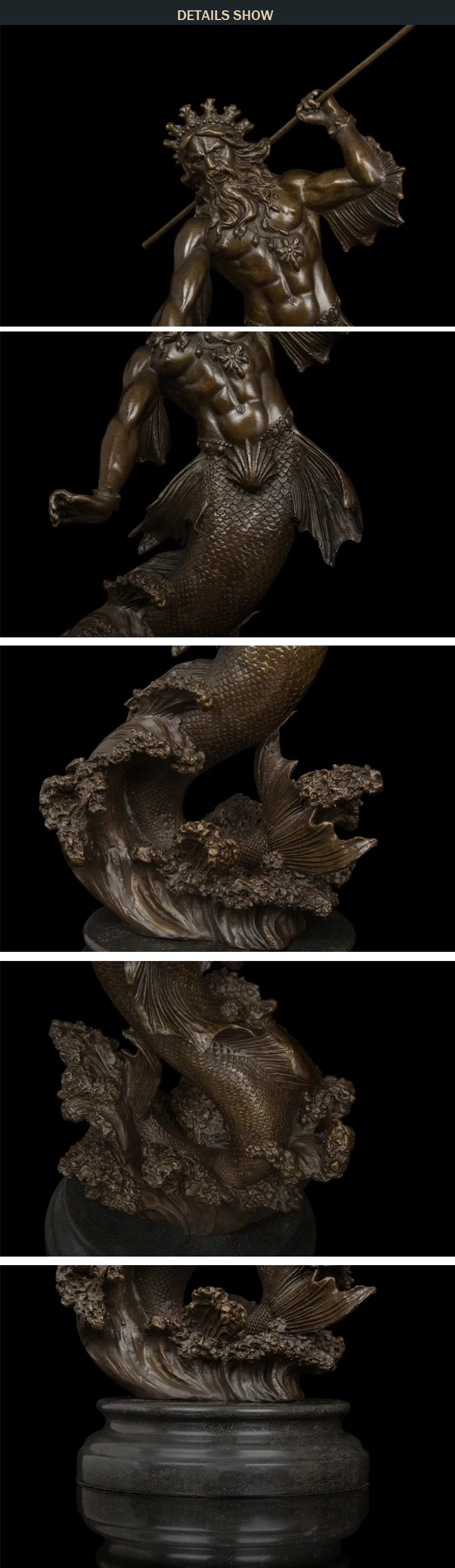 Бронзовая художественная декорация маленького размера Poseidon статуя для оптовой продажи