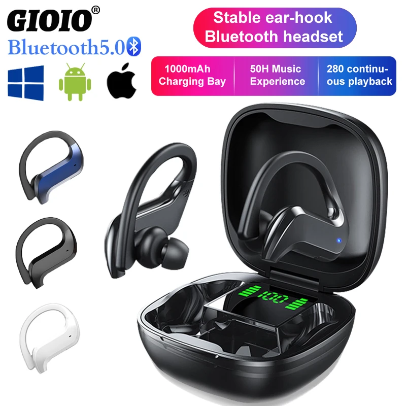 MD03 TWS Wireless Bluetooth Headphones Stable Ear Hook Touch Control Digital Display For Oppo Huawei Iphone Xiaomi Sport Earbuds