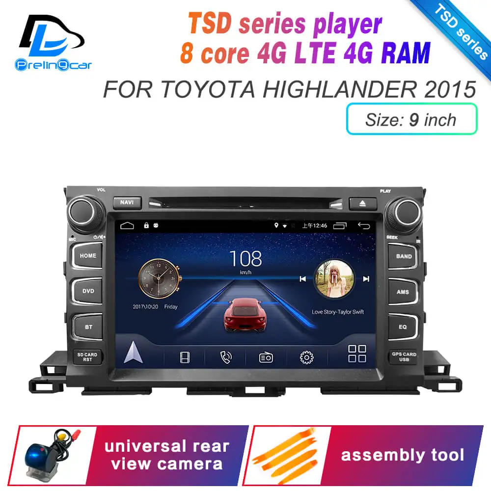 Android9.0 DSP сабвуфер 4G Lte мультимедийный dvd-плеер для toyota Highlander подголовник монитор Радио Стерео навигационная система - Цвет: TSD 9 Highlander