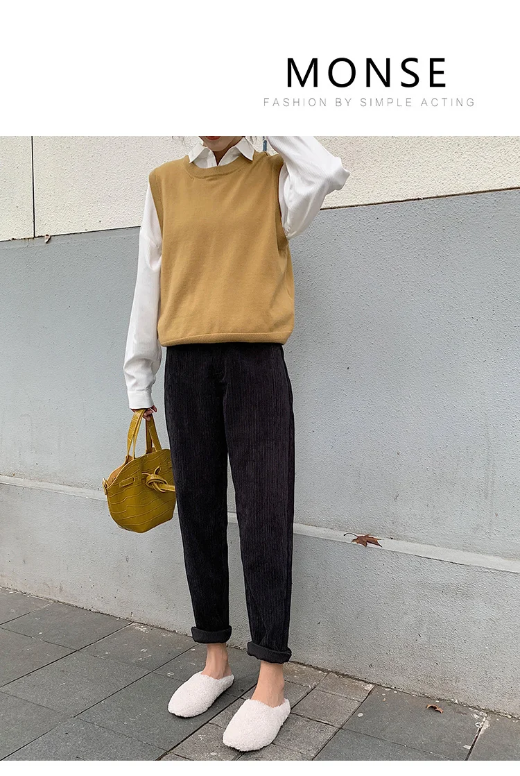 Хоучжоу вельветовые брюки женские свободные повседневные шаровары уличные бархатные брюки прямые брюки с высокой талией Женская Корейская одежда