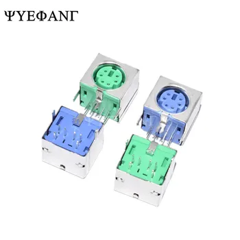 

5PCS PS-2 PS2 connector for keyboard / mouse Blue Green 7pin+2pin socket ROHS 2 colors