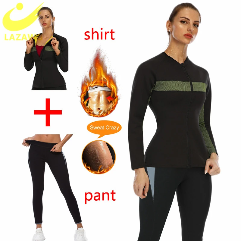 LAZAWG Camiseta adelgazante para mujer, Leggings de neopreno, pantalones recortadores, moldeador de cuerpo, trajes de Sauna, pérdida peso, corsé, Tops|Bragas modeladoras| AliExpress