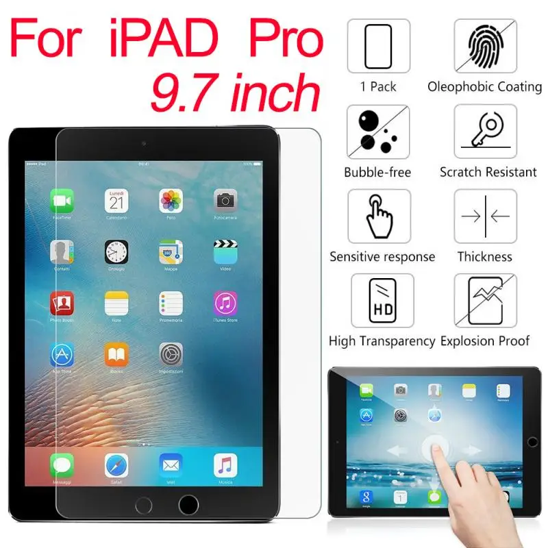 Protector de pantalla de vidrio templado HD para IPad Pro 9,7 2017, película protectora contra huella dactilar, 3 uds.