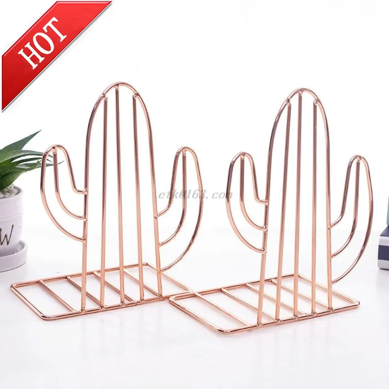 Artículo caliente Sujetalibros de Metal con forma de Cactus para libros, organizador de escritorio, estante de almacenamiento, 2 unidades/par 1zW9QdDro
