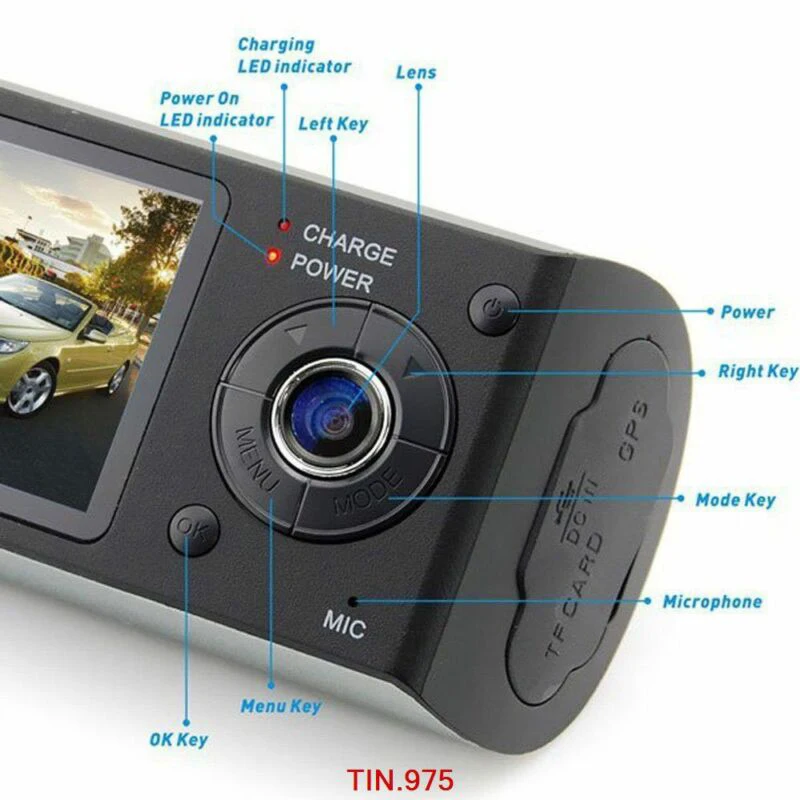 Видеорегистратор R300 с двумя объективами 2,7 Full HD для автомобиля, видеорегистратор, gps регистратор