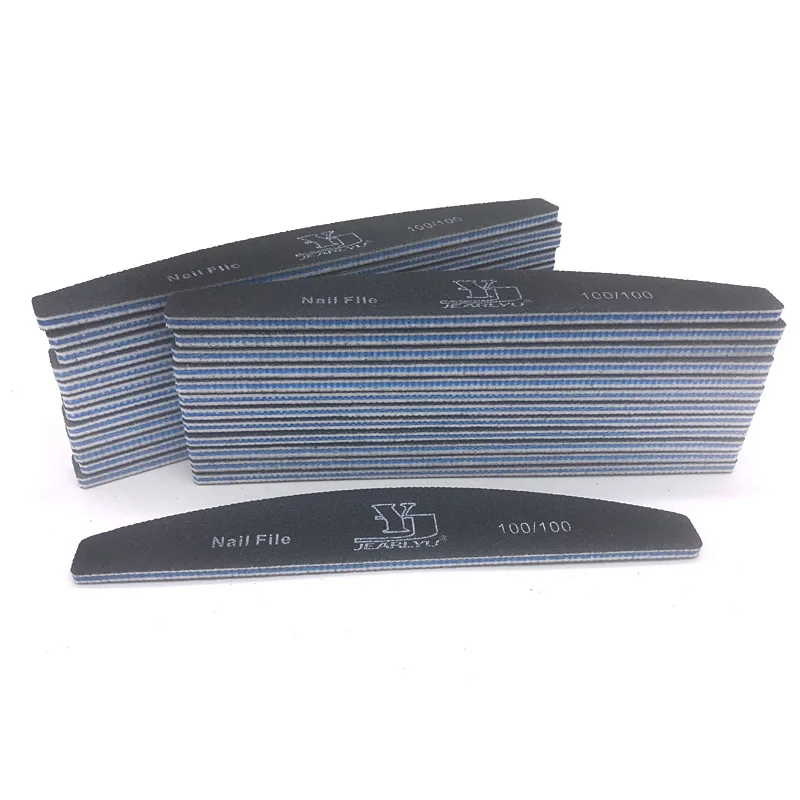 50 Pcs Professional Nail Files Sandpaper 80/100/150/180/240 nagel vijlen Nail Buffer Blocks Lime Curve Manicure Nail File Tools - Color: 100-100