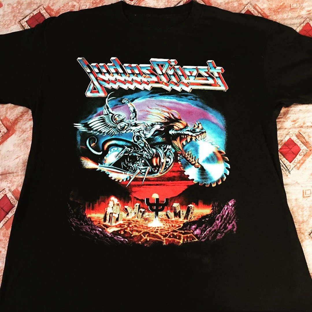 JUDAS PRIEST - PANKILLER TOUR 1990 VINTAGE-REPRINT BEST T SHIRT SIZE S-3XL T-Shirt Design Basic Top Tee White Style | Мужская одежда
