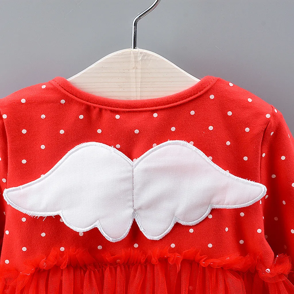 Фатиновое платье принцессы с длинными рукавами для девочек Vestidos/осенняя одежда для маленьких девочек повседневные праздничные платья-пачки в горошек детское платье Fille