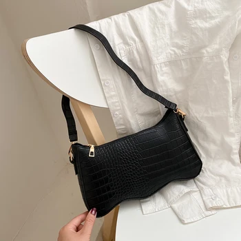 

Vintage Alligator Pattern Women Underarm Shoulder Bags PU Leather Fashion Small Female Daily Totes Purse Handbags