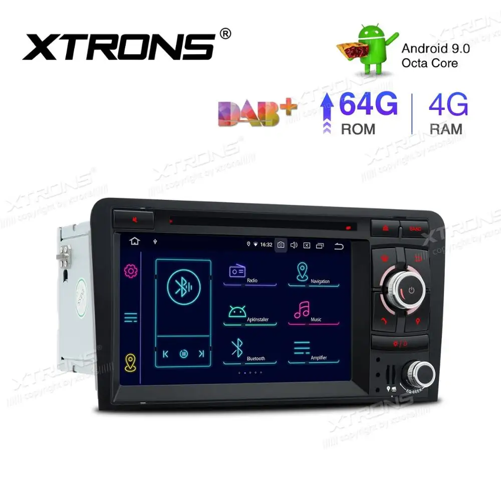 Top 7" Android 9.0 Car DVD Multimedia GPS Radio for Audi A3 2003-2012 & S3 2006-2012 & RS3 2011-2012 with Wi-Fi BT 4GB RAM 64GB ROM 1