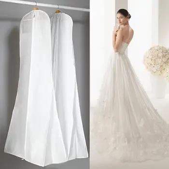 

1.8 M Wedding Dress Dust Cver Non-woven Acrylic Fibers Fabrics Gown Extra Large With Storage Bag Dust Cover Hang Pouch