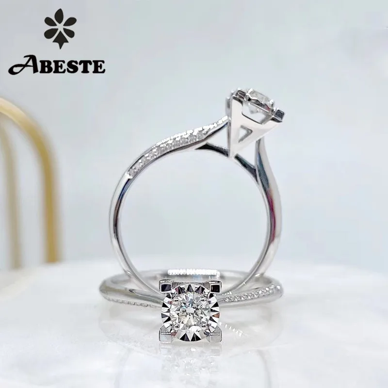 ANI 18K Белое Золото (AU750) обручальное кольцо 0 20 CT золотые кольца anillos mujer роскошное с натуральным бриллиантом