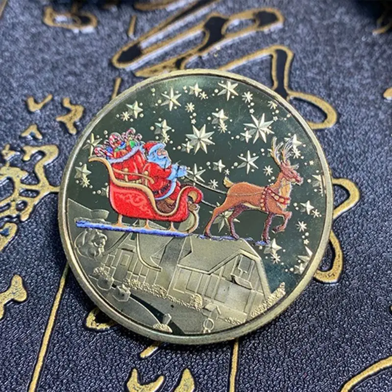 Цвет Рождество Санта Клаус памятная монета сувенир коллекционное искусство