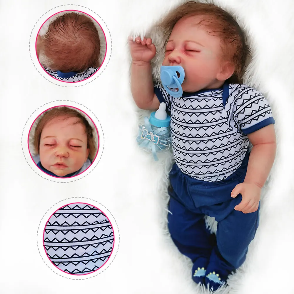 Изысканная Реалистичная силиконовая кукла-младенец 50 см 3/4 силиконовые куклы для новорожденных Мягкое хлопковое туловище для девочек Рождественский подарок художественная Реалистичная кукла