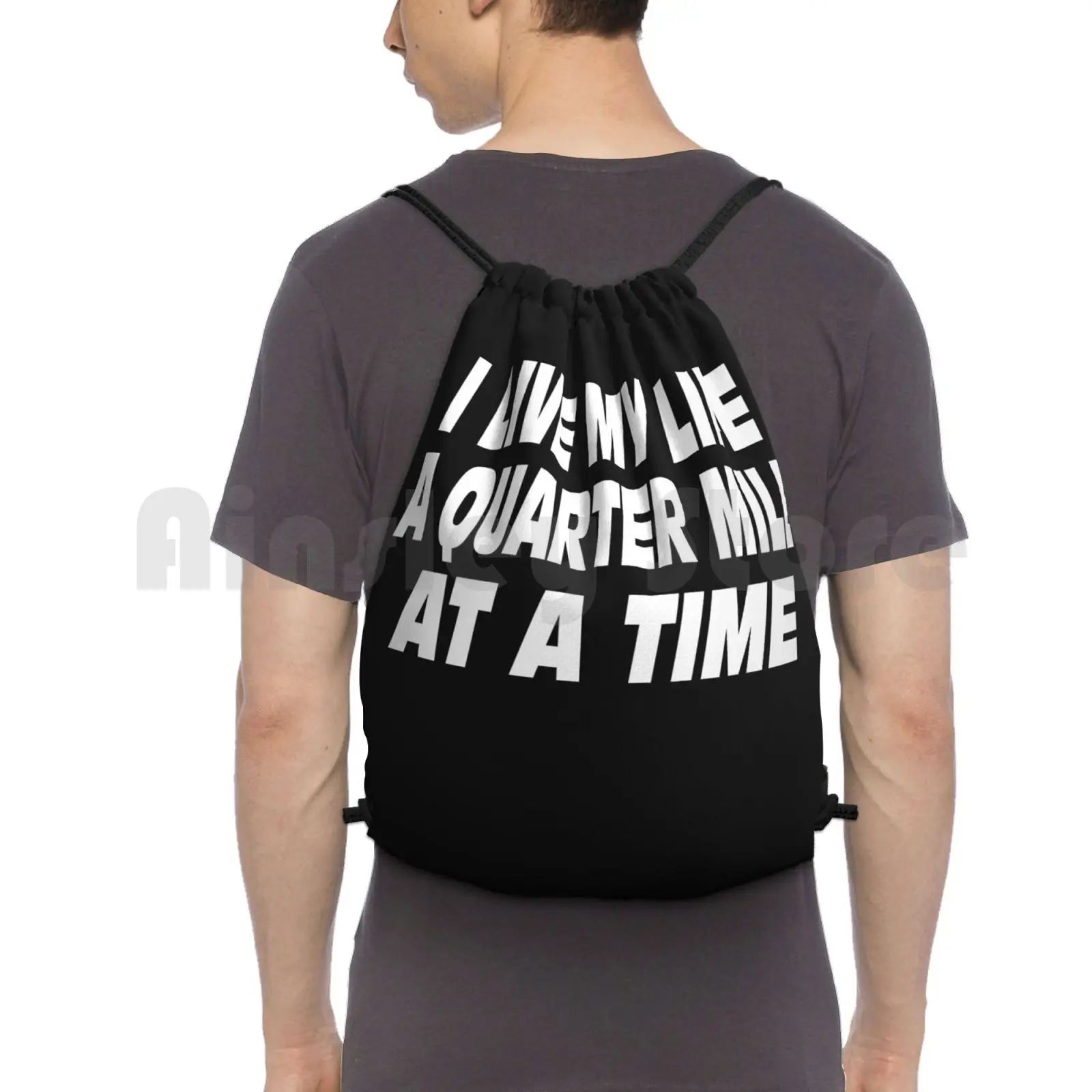 

The Fast And The Furious Quote-I Live My Life A Quarter Mile At A Time Backpack Drawstring Bags Gym Bag Waterproof I Live