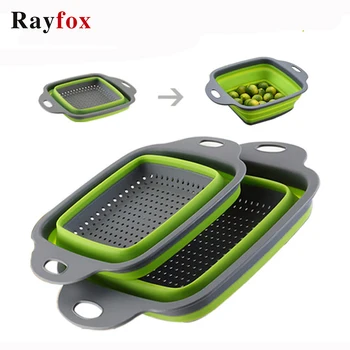 

Kitchen Gadgets Foldable Drain Basket Fruit Vegetable Washing Strainer Basket Rubber-Plastic Folding Basket Portable Colander