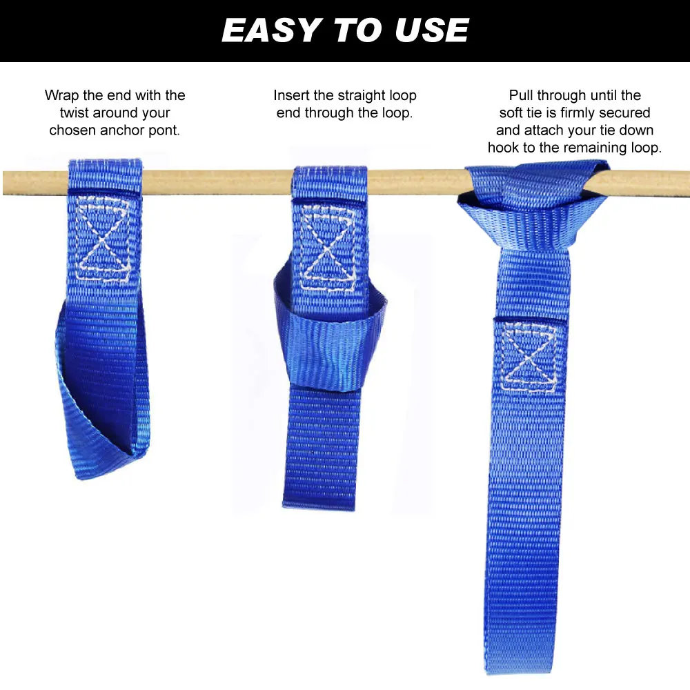 6X Soft Loop Tie Down Straps Ratchet 4500lbs Safe Luggage Ratchet Car Motorcycle