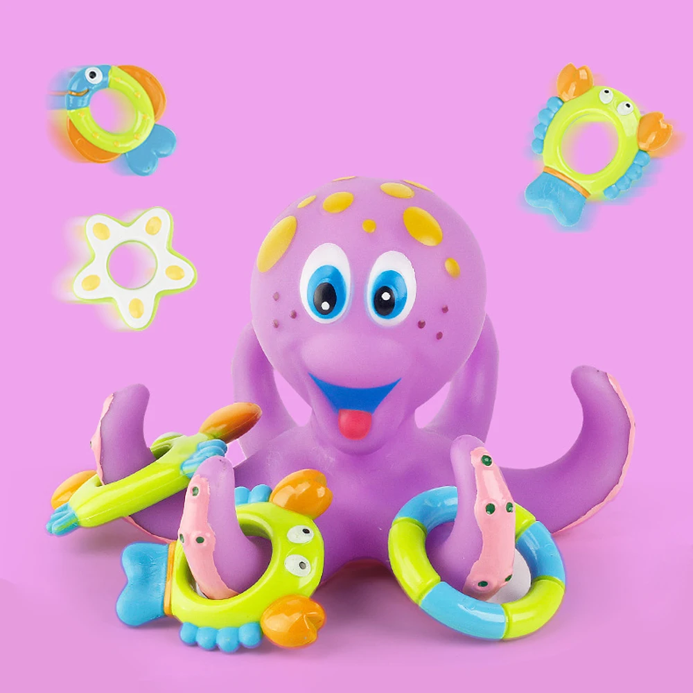 Забавный осьминог игрушки для ванной плавающая игра, одевание колец ванна для купания для бассейна и ванной образовательная игра водные игрушки для детей