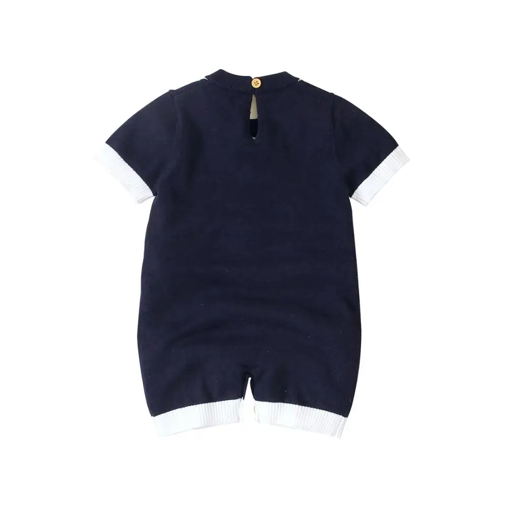 Baby Rompers Summer Fashion Gentlemen Style Toddler Boys Jumpsuit Pajamas Knitted Newborn One Piece Clothes Infant Bebes Costume
