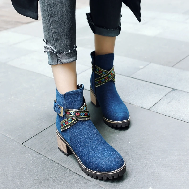 ladies denim boots