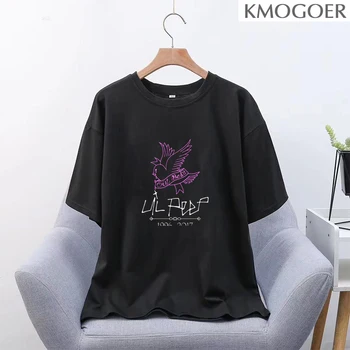 

Fashion Fun Harajuku Print Lil Peep Rapper Tops Tees Casual Summer New Short Sleeve Hip Hop Women Loose Tops Tees Letter T-shirt
