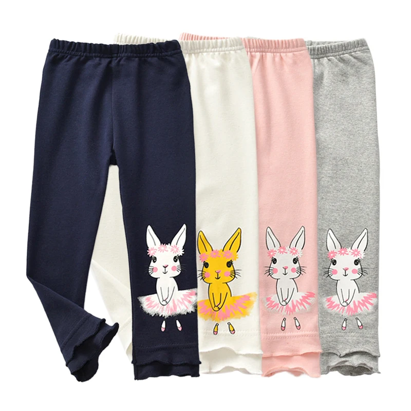 Зимние леггинсы для девочек; осенние детские штаны для маленьких девочек с рисунком кролика; леггинсы для девочек; хлопковые брюки; Штаны для танцев для малышей