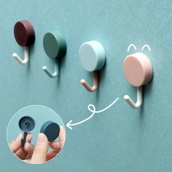 

10pcs Solid Color Free Punching Door Without Trace Nail Small Hook Clothes Hook Mounted Wall Hook Wall Hooks Decorative