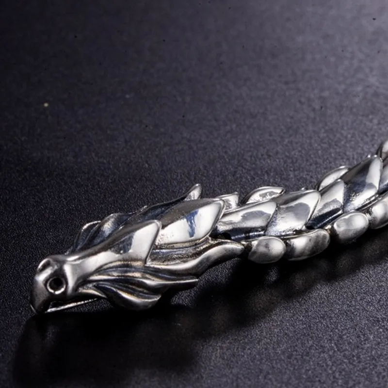 Настоящее Серебро S925 пробы, ювелирные изделия, кран, дракон, чешуя, властный мужской браслет, ретро стиль, тайский серебряный Киль, ювелирный браслет для мужчин