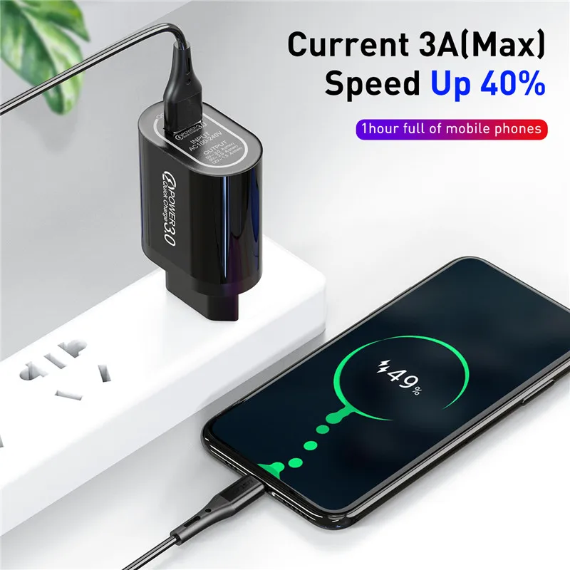 USLION 5 в 3 А Быстрая зарядка 3,0 USB зарядное устройство для iPhone X MAX QC3.0 EU настенное зарядное устройство для телефона Быстрая Зарядка адаптер для samsung Xiaomi