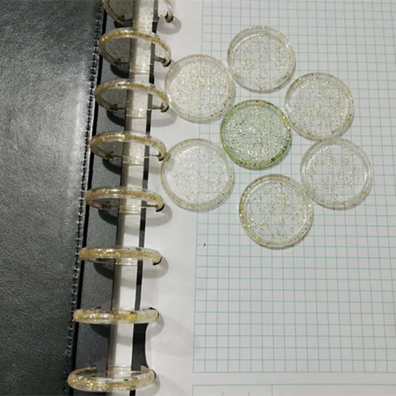 

20PCS 35MM new solid binding buckle binding CD gold powder colorful transparent loose-leaf binding clip DIY 360 degree flip