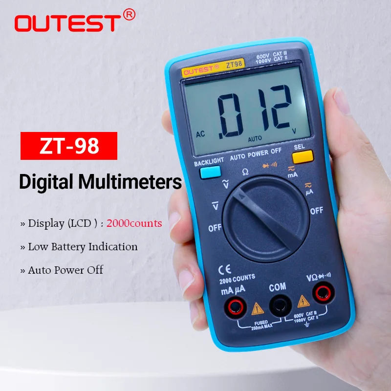 Цифровой мультиметр OUTEST ZT98 2000 отсчетов Автоматический диапазон DMM подсветка