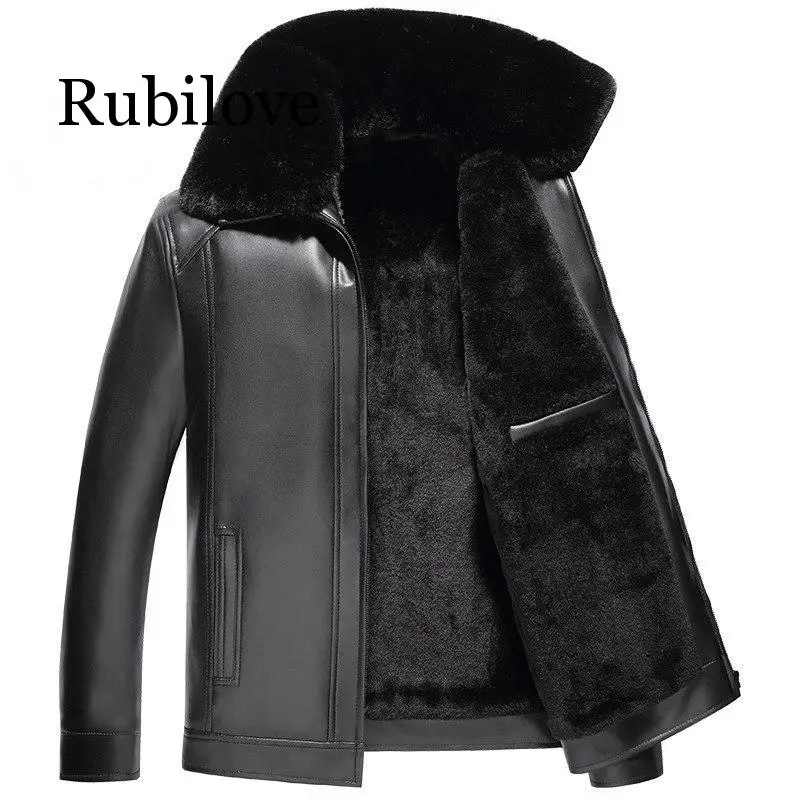 

Men Leather Jacket Fashion Loose Solid Color Lapel Jacket Casual Simple Long Sleeve Leather Jacket Men