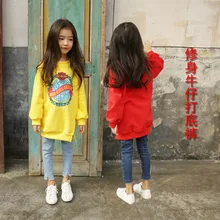 Girls Autumn Clothing New Style Elasticity Solid Color Jeans Middle And Large Children Slim Fit Versatile Pencil Trousers