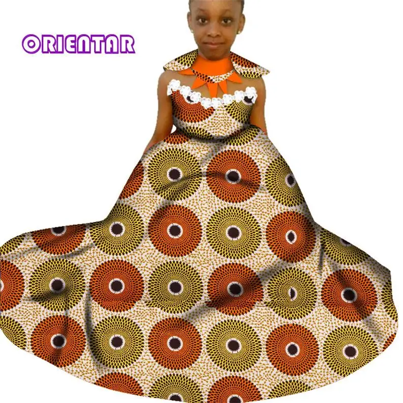 Африканские платья для детей, вечерние платья в африканском стиле с воском, бальное платье с чокер, колье с кисточками, детское платье принцессы для девочек, WYT293 - Цвет: 20