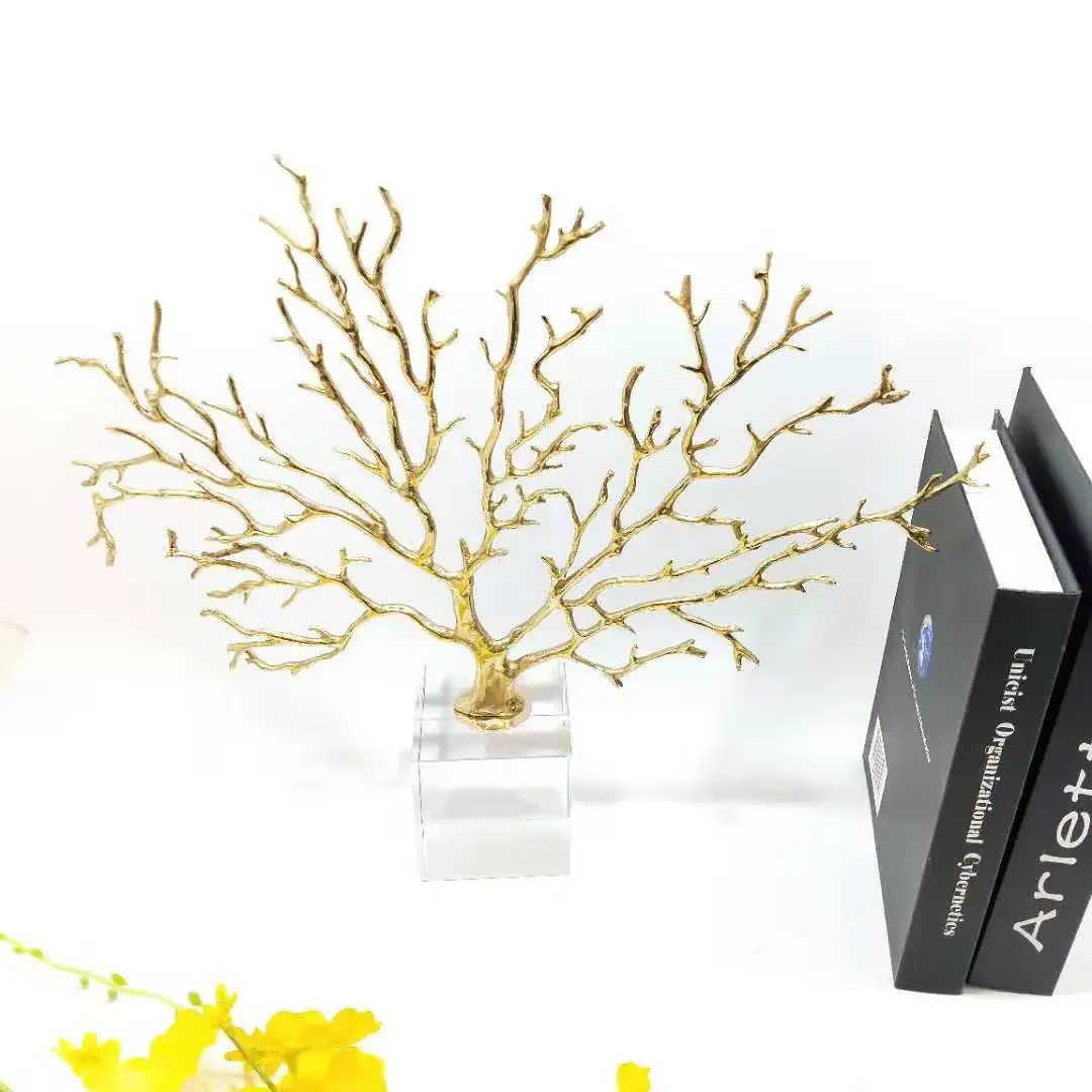 

Copper Crystal Bottom Coral Tree Copper Crabapple Tree Creative Metal Ornaments Lucky Home Soft Decoration Manufacturers Wholesa