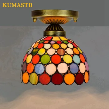 

Dia20cm Color Glass Ceiling Lamp European Entrance Ceiling Lamp Aisle Balcony Stairs Ceiling Light Fixtures