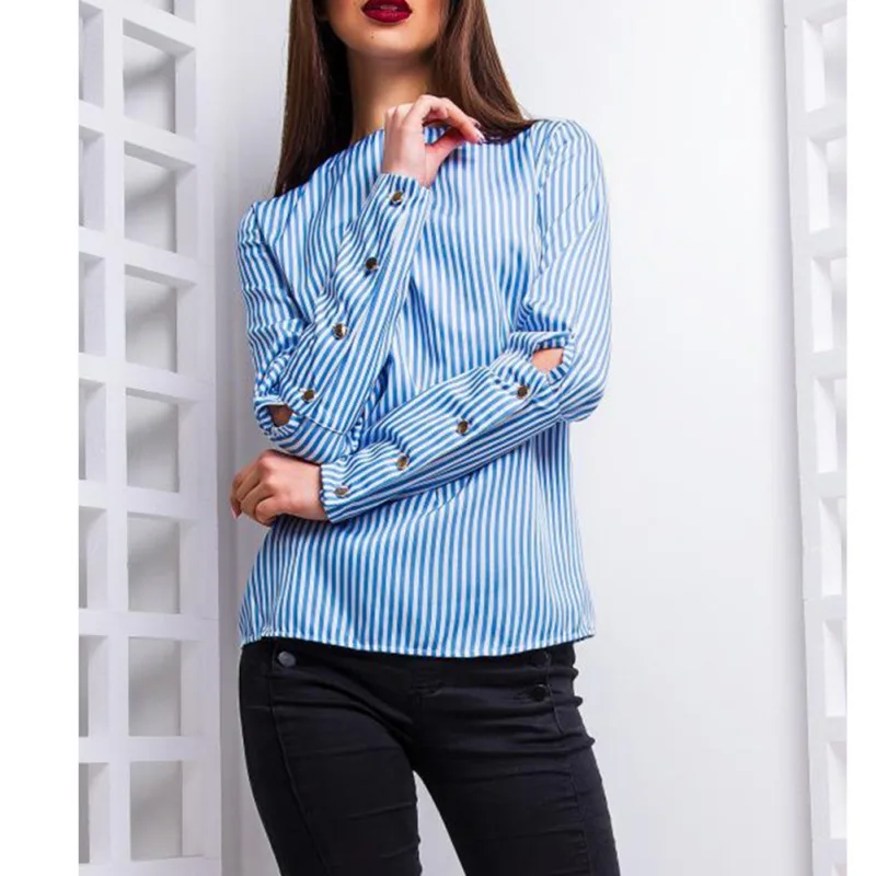 

Women Long Sleeve Casual O Neck Striped Sweatshirt 2019 New Autumn Hoodies Sweatshirts Female Fashion Solid Color Pullovers Tops
